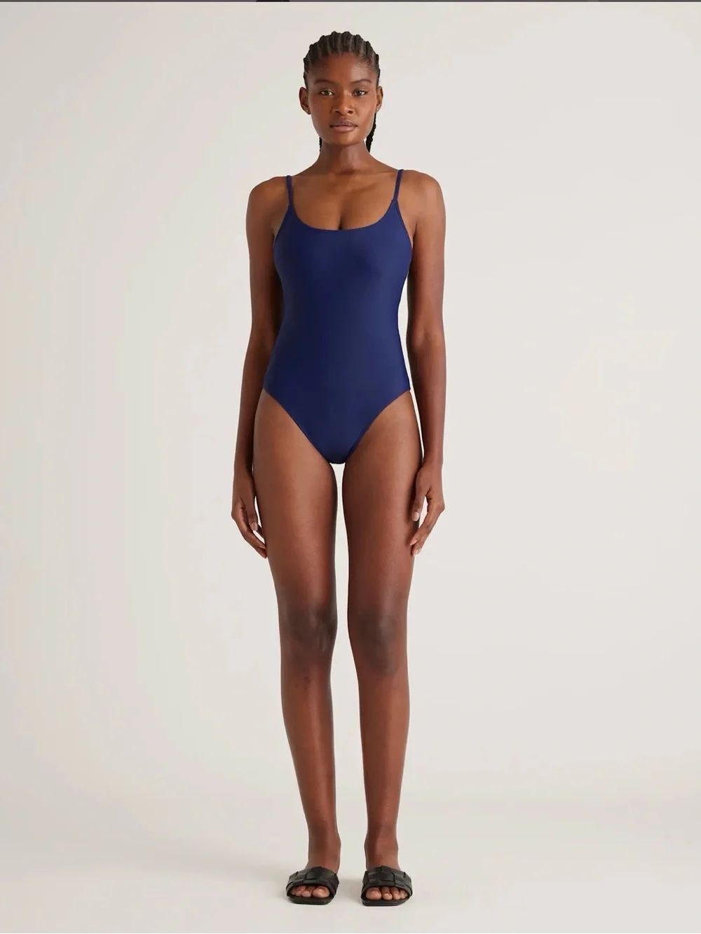 New Quince Italian Cami One-Piece Swimsuit in Deep Navy Size XL